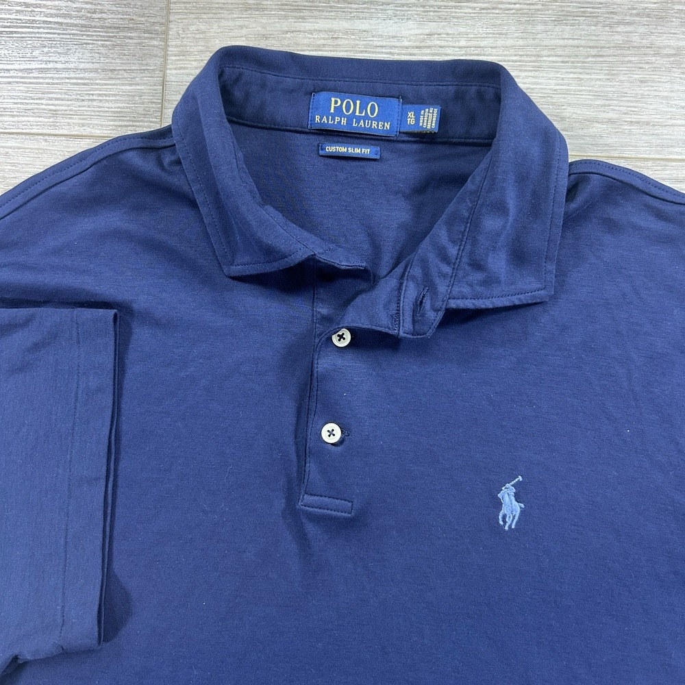Polo Ralph Lauren XL Custom Slim Fit Men's Navy Solid Polo Pony SS Shirt